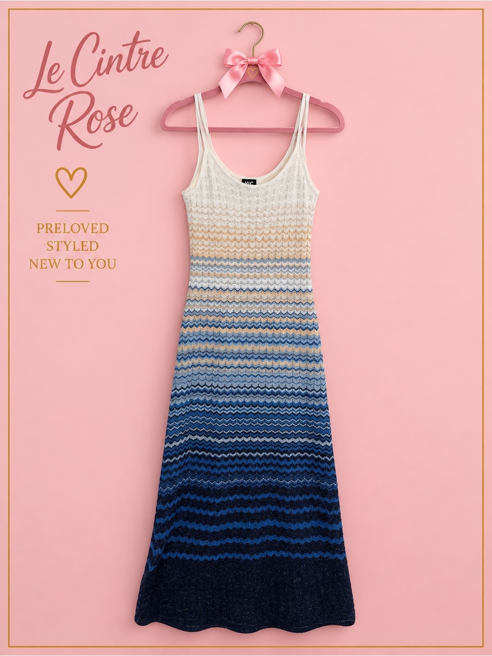 INC International Concepts Ombre Wave Maxi Dress in Blue and Cream